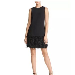 Sam Edelman Feather Trimmed Dress Little Black Dress Knee Length